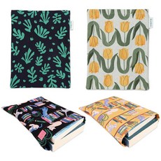 책을 소중하게 보관하는 북파우치 부드러운 코튼 원단 선명하고 깔끔한 디지털 프린팅 고급 북파우치, 1개, 튤립 분홍