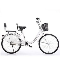 뒷좌석 등받이 안장 포함 여성용 바구니 자전거 20 22 24인치, 1개, 140cm, 화이트+고급형 세트 20인치 통타이어