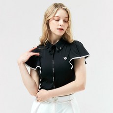 HENRY STUART 여성용 케이프 카라티셔츠 블랙