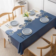 3중구조 고급소재 방수 식탁보 테이블보 식탁 커버 테이블 매트, 1개, 4인 직사각160x120, 디쉬 네이비