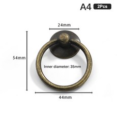 빈티지 원형 링 가구 문짝 풀 핸들 합금 캐비닛 레서 서랍 손잡이 2 개