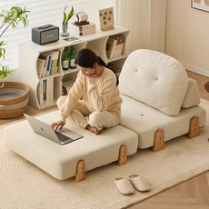 아이디어 쇼파 소파베드 다기능 모듈쇼파 1인용 접어식 소파 침대, 아이보리