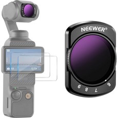 NEEWER DJI Osmo 포켓 4 및 포켓 3과 호환되는 가변 ND64-512 필터 마그네틱 6-9 제한 스톱 조절 가능한 ND 필터 HD 멀티 코팅 광학 유리/알루미늄, NEEWER DJI Osmo 포켓 4 및 포켓 3과 호