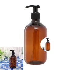 호텔 욕실 주방 싱크대 세제통 샴푸통 펌프통 원통 샴푸용기 500ml 브라운 물비누통