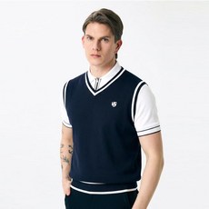 [헨리스튜어트] 골프 남성용 브이넥 니트 베스트 조끼 네이비