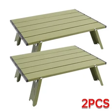 휴대용 야외 해변 테이블 초경량 접이식 캠핑 미니 알루미늄 가든 파티 여행 하이킹, 07 Green 2PCS