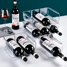 투명 아크릴 와인 거치대 3구 냉장고 적층식 샴페인 양주 위스키 병 진열 수납, 1개