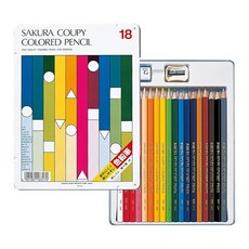 SAKURA COLOR PRODUCTS CORPORATION 사쿠라크레파스 쿠피 색연필 18색 PFY18, 1개, 1개