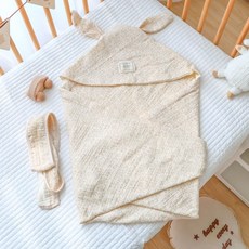 小寶寶抱被薄款舒適透氣嬰兒包單連帽遮陽柔軟貼膚卡通新生兒包被, 黃碎花-4層紗布適合30左右