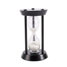 簡約時尚黑色沙漏計時器，居家書房辦公室裝飾擺件，創意時間管理工具, 白沙+15分鐘