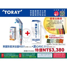 TORAY 東麗 淋浴淨水器 RS51 搭配 RSC.51-2 濾心組合, 1個