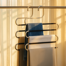 마이비아 공간 절약 논슬립 바지 걸이 세트, 3개, 스테인리스+블랙