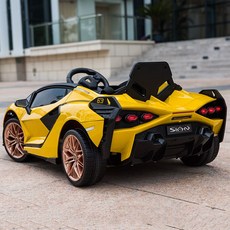 람보르기니 전동푸쉬카 4륜 구동 유아전동차 원격제어 버전 스포츠 선물, C. 옐로우 4륜구동 리튬배터리 가죽시트