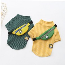 힙색 배낭 스트라이프 줄무늬 강아지 폴라티 티셔츠 onl*4118WA, 노랑_S, 1