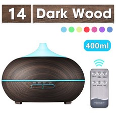 최신 전자식 가습기400ml 아로마 디퓨저 에센셜 오일 원격 제어 초음파 우드 그레인 가습기 가정용 7 색 빛, 14, 영국, 1개