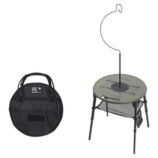 露營中毒本鋪 露營桌 摺疊桌 附椅凳 小椅凳 露營燈鈎 摺疊椅 伸縮椅 山趣, 軍綠/圓桌