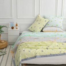 노스 폭염대비 냉감 쿨링 여름이불 시어서커 홑이불 에어컨이불, 홑이불_1장+차렵이불Q_1장, 리본레몬