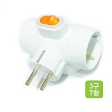 멀티탭 3구 T형 탭스위치 국산 콘센트, 화이트, 1개, 8.5cm