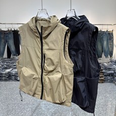 남성 여름 기능성 햇빛차단 아노락 후드 조끼 캐주얼 바람막이 조끼 베스트 아웃도어