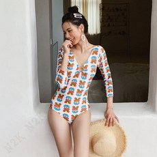 L.HOUSESTORE봄여름 수영복 세트 관능 원피스 스타일의 자외선 차단