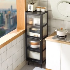 GOOD HOME 블랙 레트로 반투명 유리 수납장 책장 감성 인테리어 장식장 주방 거실 서재용, 5단