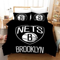 NBA 브룩클린 네츠 이불 배게 커버 세트 (싱글 더블) Brooklyn Nets Duvet Cover Set, 포함