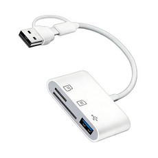 스마트폰 태블릿 PC USB2.0 타입 C 고속 전송과 호환되는 화이트 메모리 카드 리더, one piece