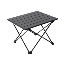 輕便鋁合金露營折疊桌，戶外野餐燒烤便攜桌，穩固耐用易清潔, 黑色