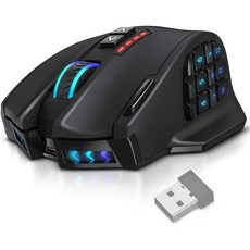 유테크 스마트 비너스 프로 RGB 무선 MMO 게이밍 마우스 16 000 DPI 광학 센, 클래식 블랙