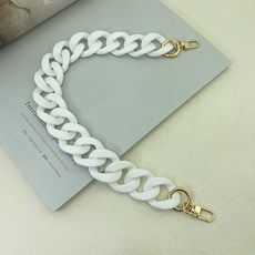 QiYuQoo 아크릴 체인 액세서리 스트랩 어깨 끈 어깨 어깨 어깨 가방 겨드랑이 가방 체인 단일 구매 교체 DIY 체인 장식 체인, 무광택 흰색 37cm 휴대용, 1개