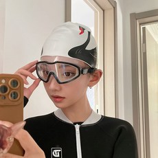 도다인몰 긴 머리 실리콘 수영 모자 롱헤어 수영모, 1개, 화이트