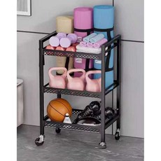 헬스용품 보관함 운동용품 소도구 진열대 요가매트, 1개, 블랙 기본형 A + 농구대