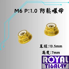ROYAL M6 P1.0 鈦合金防鬆螺母, 1個
