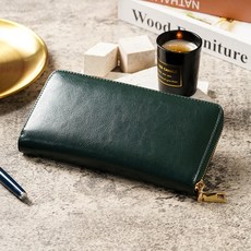 BRAVOMART 油蠟牛皮女士拉鍊長夾