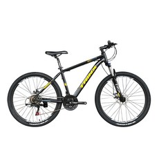 BIKEDNA M136 鋁合金26吋21速日本SHIMANO指撥定位變速前輪快拆碟剎避震可鎖定登山車學生車, 黑黃, 1個