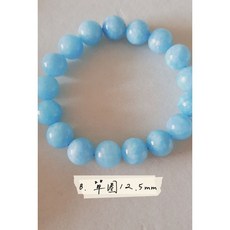 海藍寶單圈手珠 12.5mm 寶石圓珠手鍊 簡約設計 展現個人風格, 1個