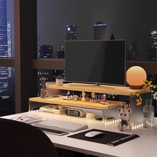 온메이드 우드 아크릴 컴퓨터 모니터 받침대 2단 MD-10, 메이플