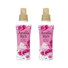 日本LION 獅王 Aroma Rich 衣物香氛柔軟精 桃-沉靜花香 2入優惠組 植物性親膚 防靜電 嬰幼兒適用 香水級香味, 2個, 480ml