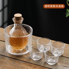 直發復古日式家用輕奢酒壺玻璃清酒壺分酒器加厚酒具套裝, 1個, 復古日式家用輕奢酒壺玻璃清酒壺,配套酒杯一個