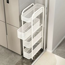 수납장 틈새 조리대 슬라이딩 양념장 이동식 밀키화이트 4칸 15cm [고정형], 12cm 3단 블랙 [바퀴 달린 풀아웃]