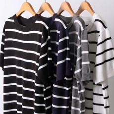 단가라 라운드 반팔 니트 305I816S 빅사이즈 여성 504