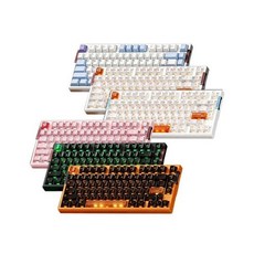 WEIKAV EG75 올 알루미늄 마그네틱축 게이밍 기계식 키보드 마그네틱 79키 RGB 75배열 핫스왑 유선8K, 스프레이 화이트-투명화이트키캡-벛꽃눈축(핑크축)