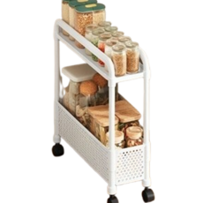 리치팡 15cm 틈새 수납장 이동식 트롤리, 화이트, 1개