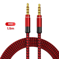 NNBILI 1.5M 잭 3.5mm 오디오 케이블 나일론 브레이드 3.5mm 자동차 AUX 케이블 헤드폰 익스텐션 코드 전화, 01 1.5미터, 04 Red