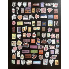 에코플렉트 캐리어 꾸미기 표시 소품 여행용 스티커 대형 방수스티커 빅스티커, 90개, 러블리 하트 테마