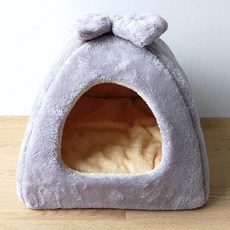 반려동물 고양이 숨숨집 하우스 귀여운 동굴집, 대형 리본(그레이), 1개