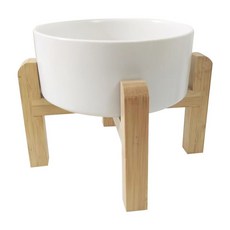 그릇 더블 세라믹 분수 1500ml 세라믹밧드 리트리버 2cm 홈카페 사료, 스트레이트볼 화이트 키높이 싱글우드랙, 스몰 사이즈 13cm, 1개