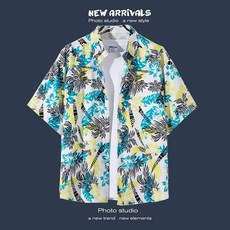 阿堯的店 男女花襯衫 夏威夷風 沙灘襯衫 春夏季短袖防曬外套 寬鬆情侶裝 度假旅行【FFCS】