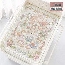 新生嬰兒隔尿墊 防水可水洗 純棉A類 寶寶尿布墊, 蘑菇茶會:50*70cm, 1個