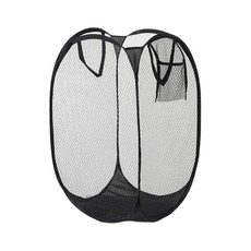 접이식 스탠드 메쉬 사각 세탁바구니 싱글, 블랙, 1개